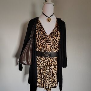 Style & Co | Leopard Print V-Neck Blouse Tunic in Tan and Black